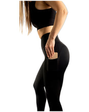 Load image into Gallery viewer, Ignite Apparel High-Waisted Compression Leggings made from recycled polyester, side pocket view